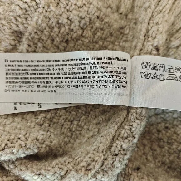 ABERCROMBIE & FITCH Hooded Cable-knit Wool-blend Sweater Oatmeal Preppy Size XL - Picture 7 of 10